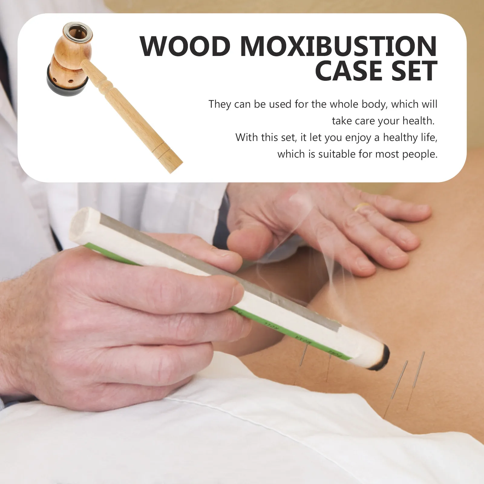 Caja de Moxibustión de Madera para Varillas de Moxa de 12-18 mm, Portátil, para Uso Doméstico, Alivio del Dolor de Espalda, Soporte Ajustable para Quemador con Almohadilla de Cera de Abeja