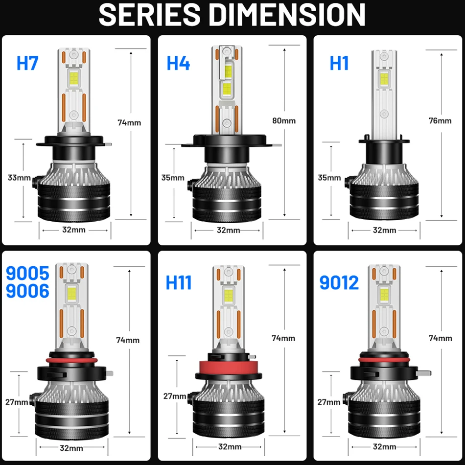 Dualvision K5C H7 H4 H1 LED Headlight 880 881 H27 9007 9008 H13 H11 H8 9005 HB3 9006 HB4 9012 HIR2 5570 CSP Canbus Car Lamp 180W