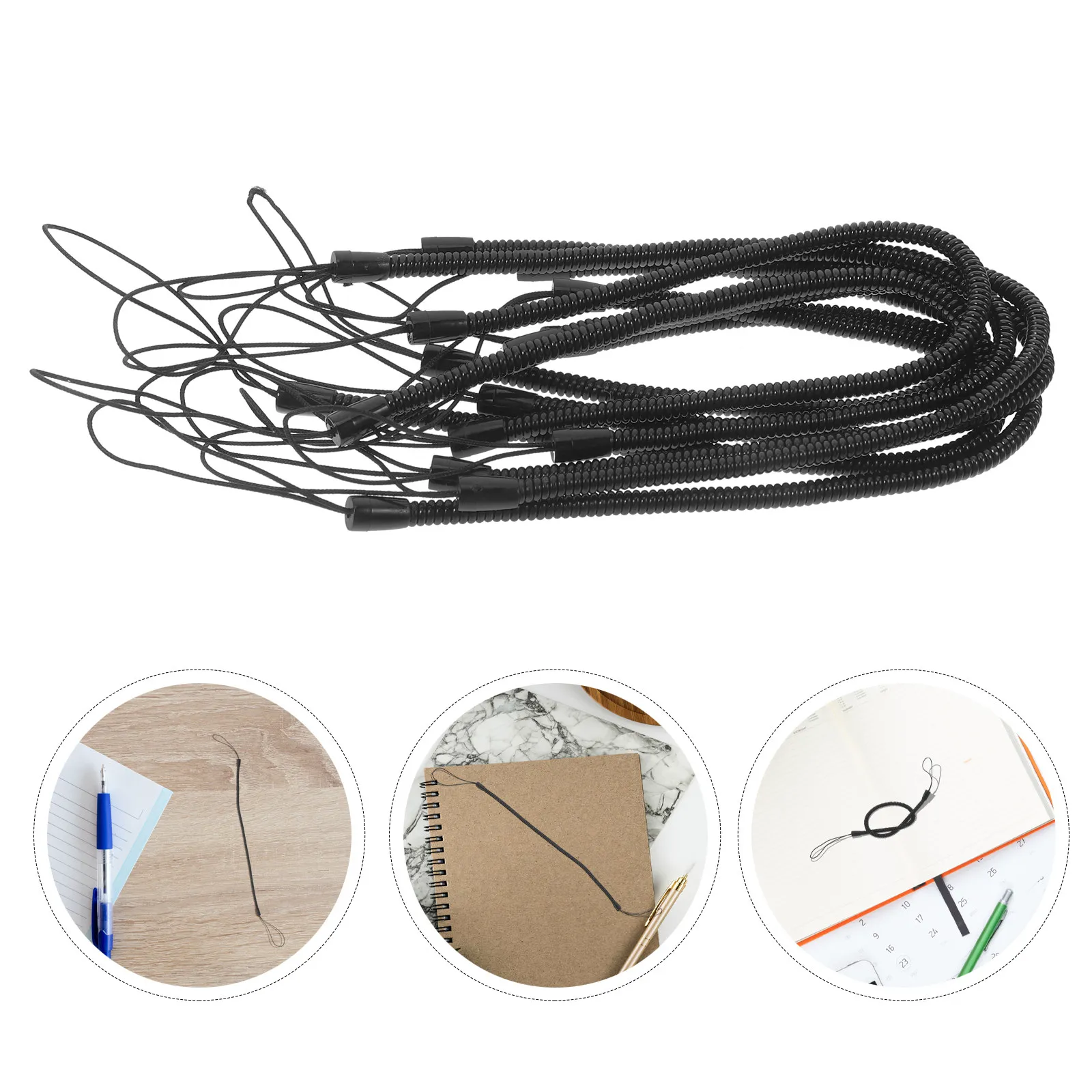 10Pcs Spiral Key Leash Style Stylus Lanyard Coiled Pen Tether Retractable Plastic Spring Cord for Touchscreen Pens Tablet