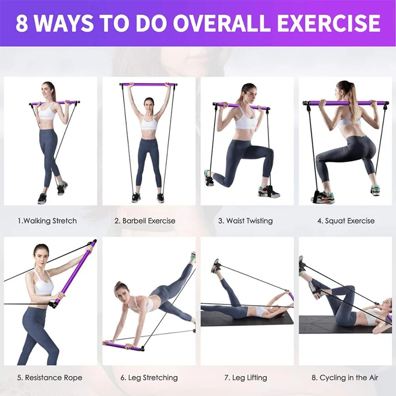 Barra de Fitness para Yoga y Pilates, bandas de resistencia para Crossfit, entrenador de Yoga, varillas de tracción, cuerda portátil para gimnasio en casa, entrenamiento corporal