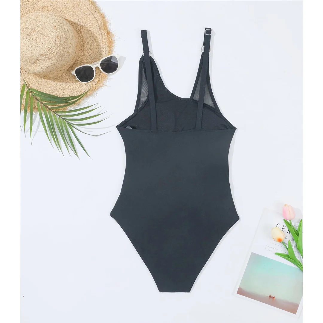 S - XL 2026 Einteiliger Badeanzug mit Mesh-Einsätzen, transparent, Damen-Bademode, durchsichtig, hoher Beinausschnitt, Badeanzug, Badebekleidung, Schwimmanzug V8529 – Detail 7