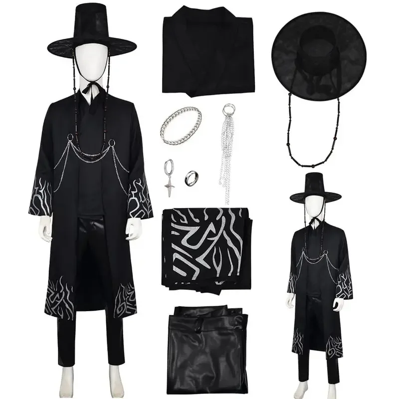 Disfraz de cazadores de demonios k para adultos, disfraz de cantante Jinu Pop para hombre, disfraz de Halloween con abrigo, Túnica, bata, sombrero ty'4