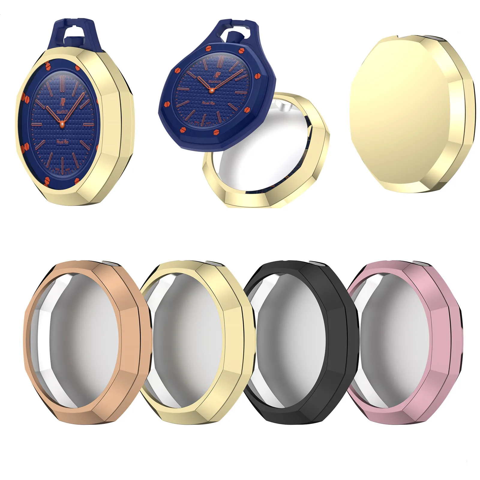 

Glossy Electroplated Frame Soft TPU Case For Swatch Royal Pop Plating Bumper Cover Protector Accessories