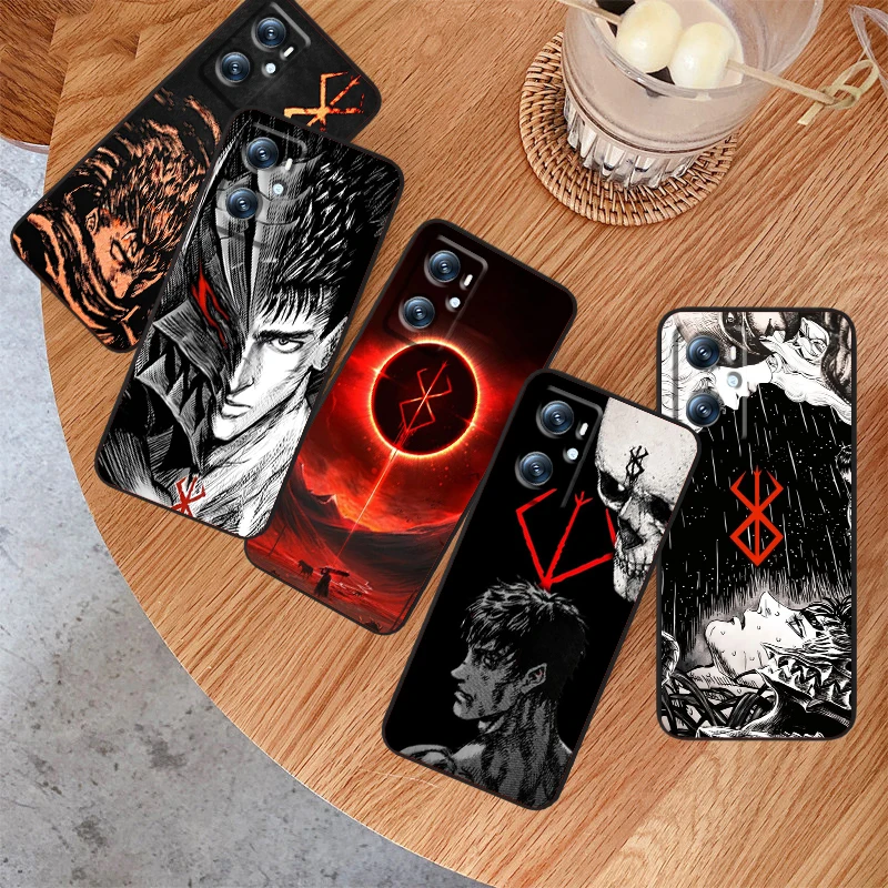 Comic Cool Popular Berserk For OPPO Find X6 X5 X3 A54S A5 A94 A16 A53S A57 A74 A72 A98 A78 A96 A9 5G Black Back Phone Case