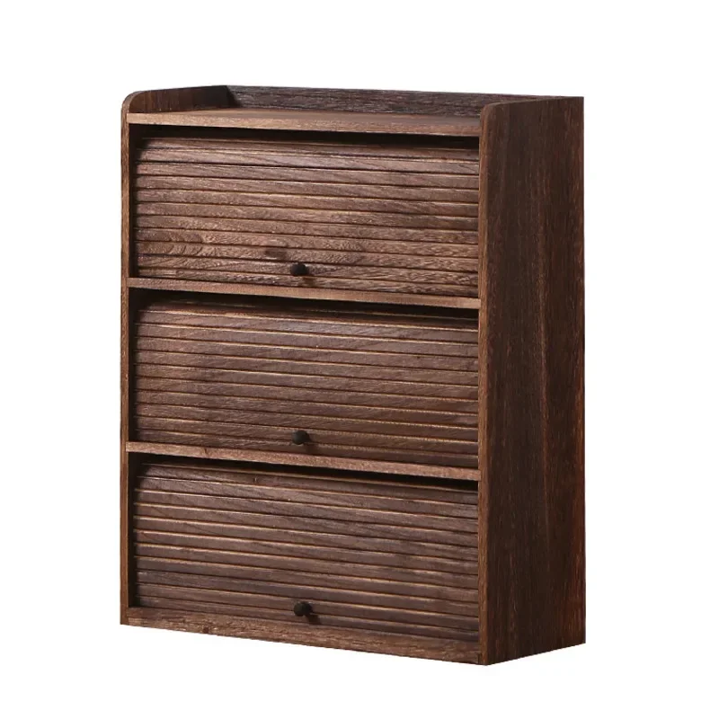 

Solid Wood Tea Cup Cabinet Bo Ancient Frame for Living Room Decor Dustproof Curtain Door Teapot Organizer Traditional