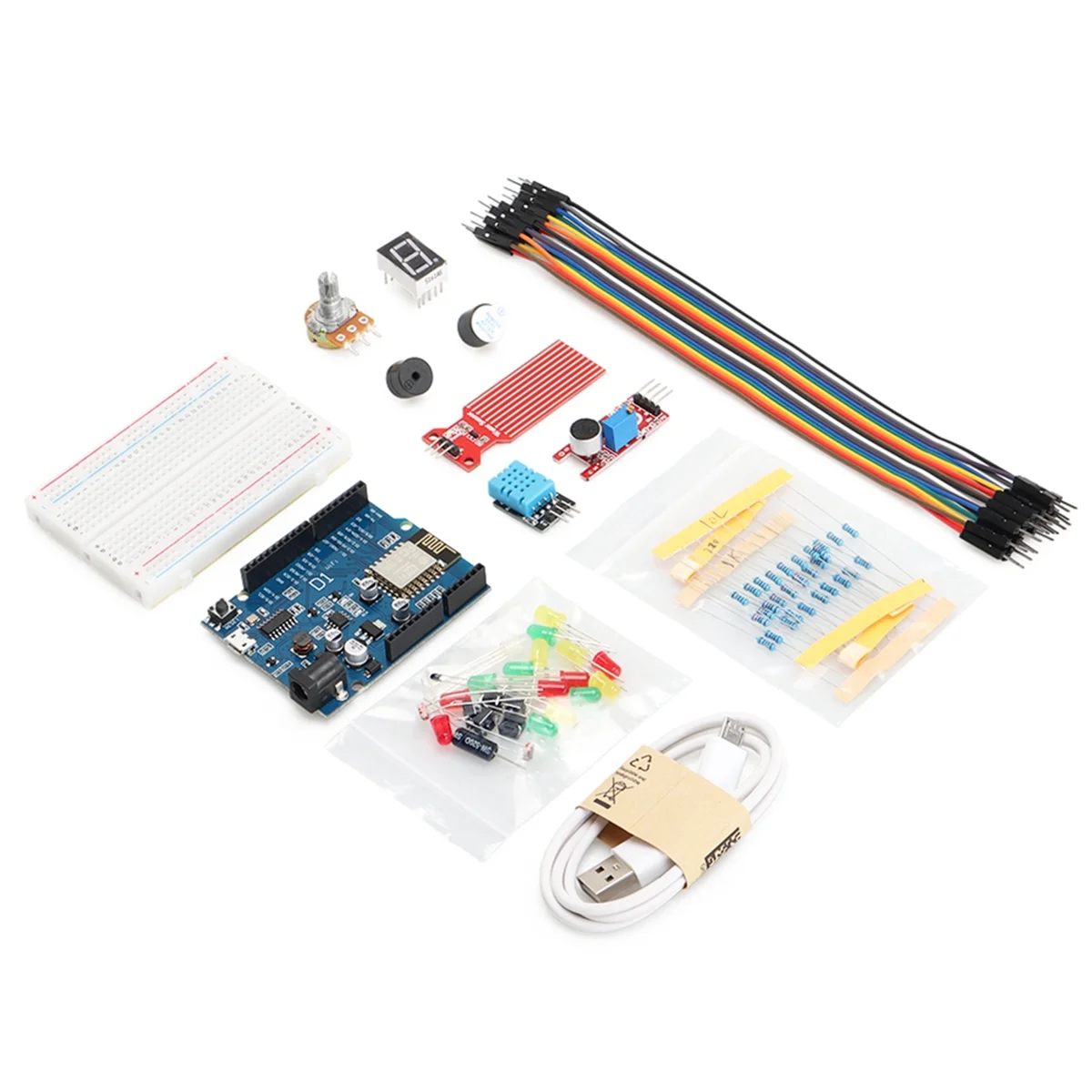 Kit de inicio básico para programación Arduino D1ESP8266, componente WiFi R3, Kit electrónico DIY, juego completo educativo
