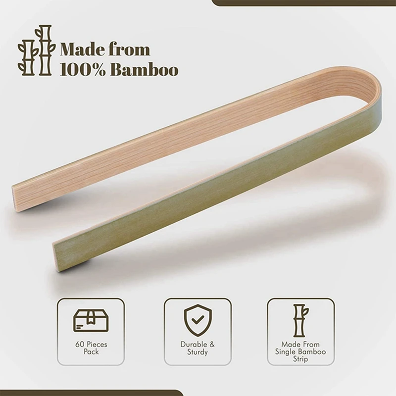 Wooden Tongs For Cooking 80Pcs Mini Toaster Tongs, Mini Bamboo Tongs For The Kitchen Planet-Friendly And Light Weight