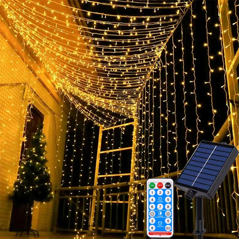 

5/10M Solar LED String Lights with Remote Control,Waterproof Outdoor Fairy Garland for Garden Wedding Party Christmas Decoration