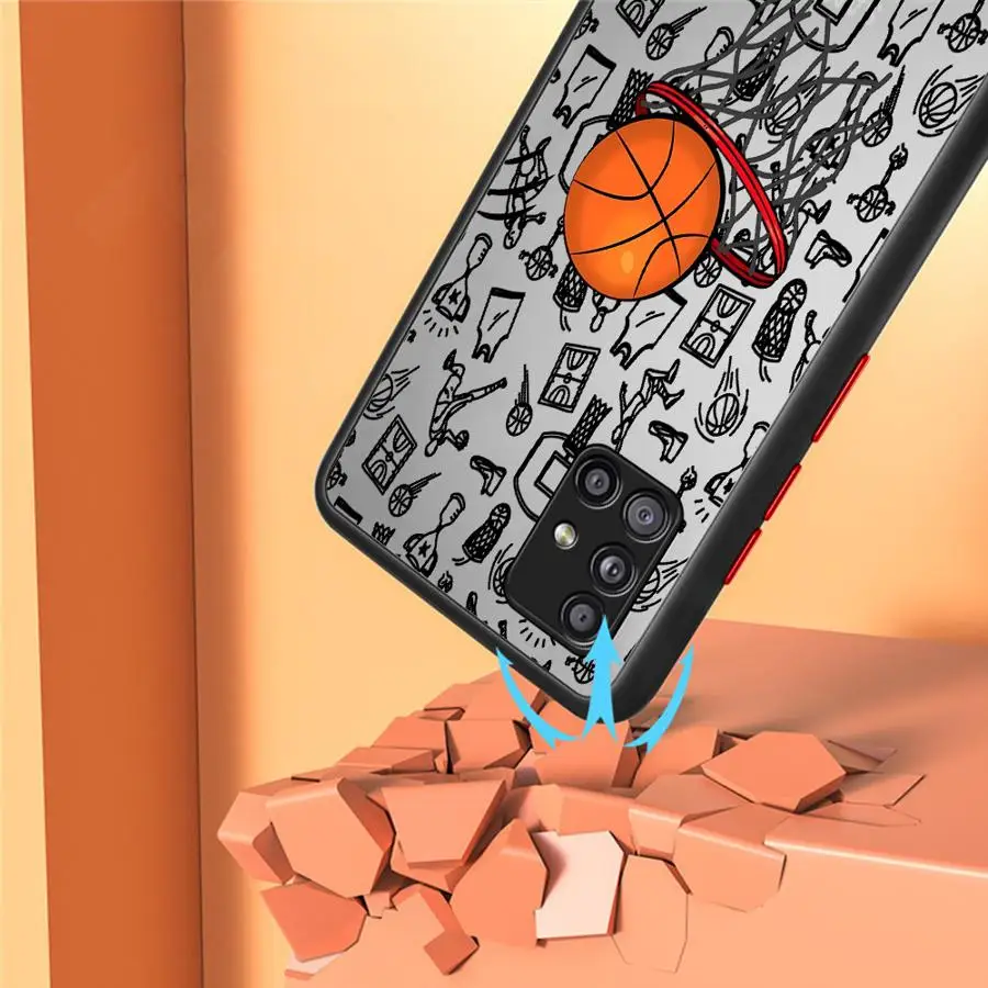 Case for Samsung Galaxy A12 A13 A14 A32 A33 A34 A24 A54 A55 A72 A73 5G A35 A52 A53 A15 A22 A23 A25 Basketball Art Cover Shell