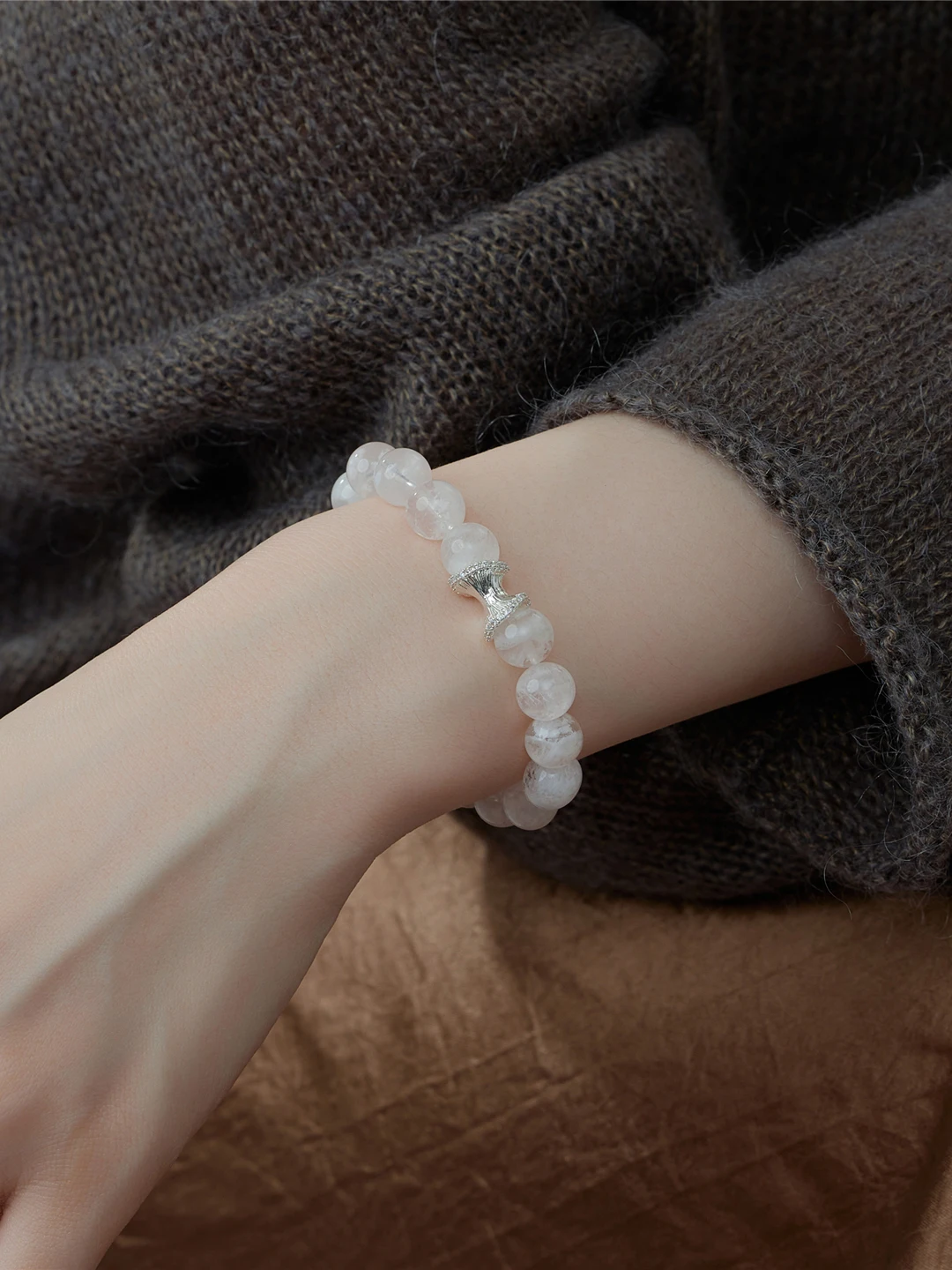 Romantic Snowflake Pink Ghost  Bracelet Elegant Gentle Girl Versatile Atmosphere Enhancing Crystal Ethnic Style Bracelet