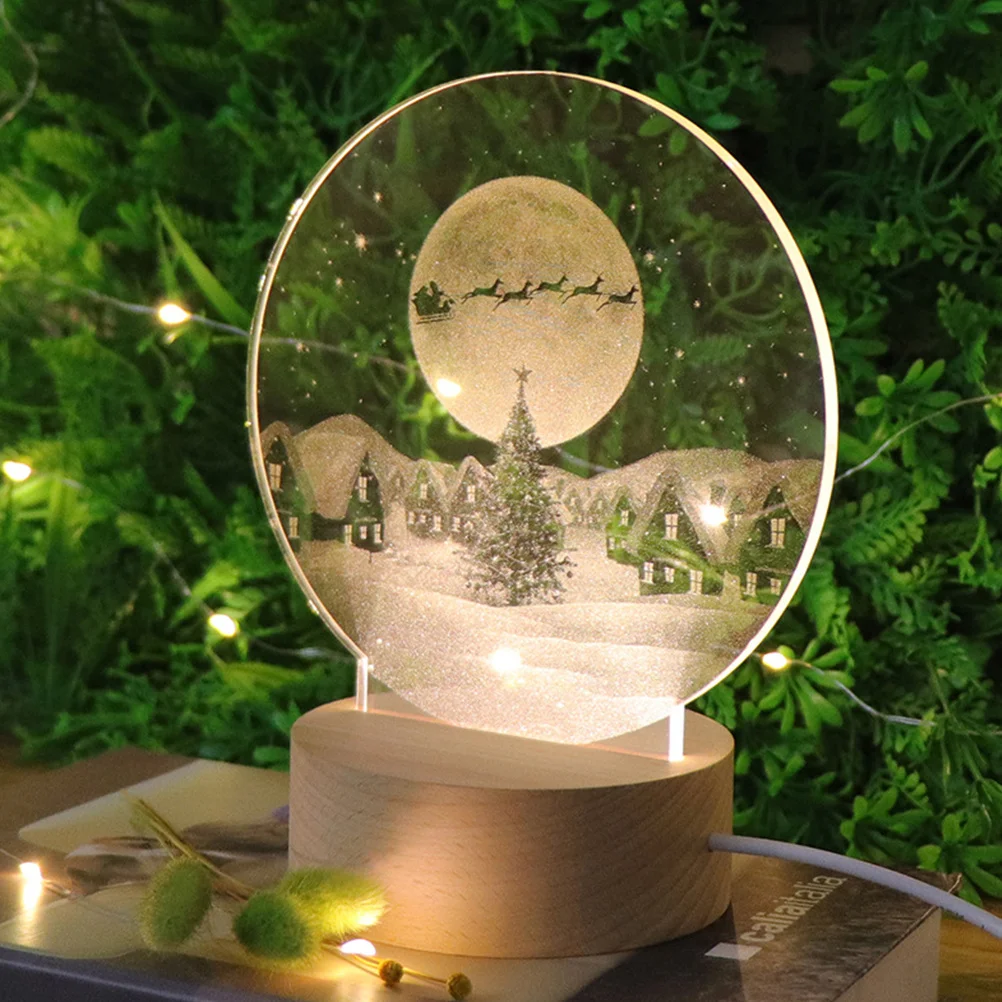 1 قطعة ضوء الليل عيد الميلاد LED مصباح سطح المكتب الاكريليك عيد الميلاد نمط ديكور مهرجان ضوء زخرفة عيد الميلاد مصباح
