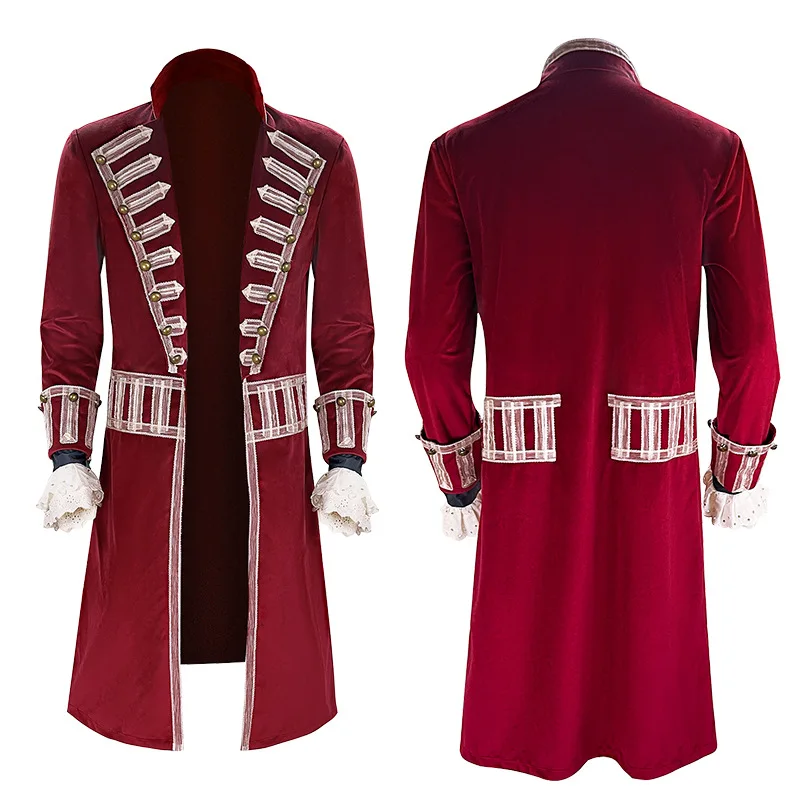 Captain Hook Cosplay Costume Pirate Captain Stage Performance Costume Medieval King Jacket Trench Adult Men Halloween Outifts