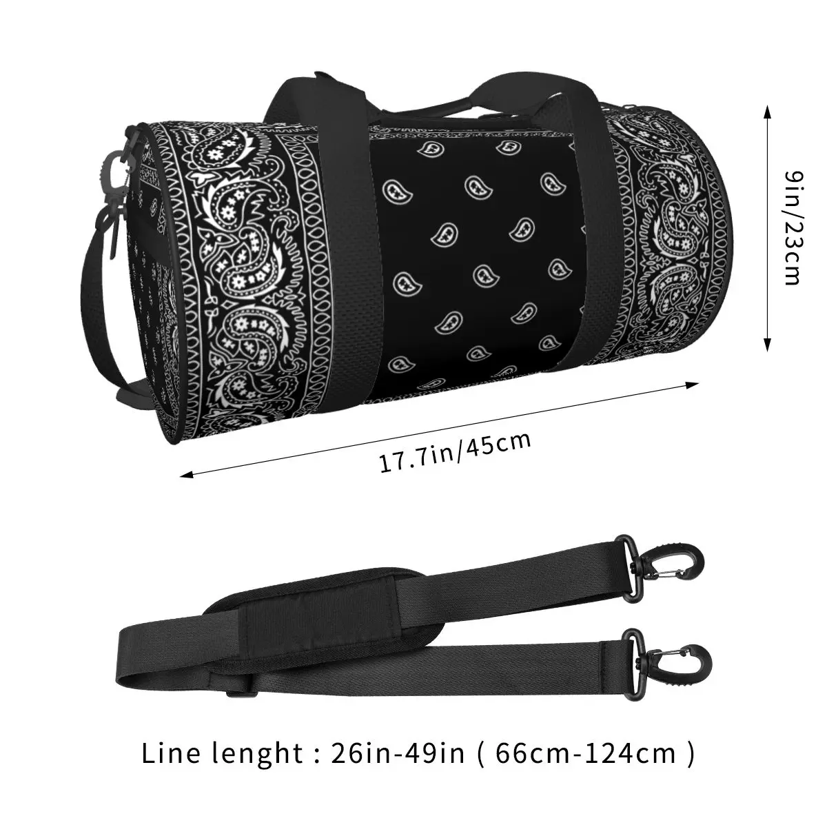 Bandanna Gym Bag Black Hip Hop Luggage Sports Bags Couple Custom Large Capacity Cute Fitness Bag Portable Handbags