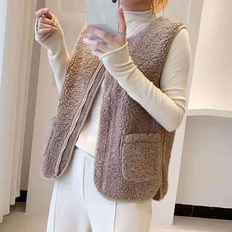 Chaleco de algodón de alta calidad para mujer, chaleco cálido sin mangas con cuello levantado para otoño e invierno, chaqueta exterior de moda