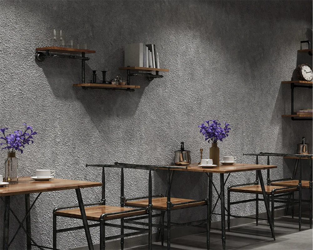 

Beibehang винтажные papel de parede цементные серые промышленные обои черные обои для спальни гостиной фон обои