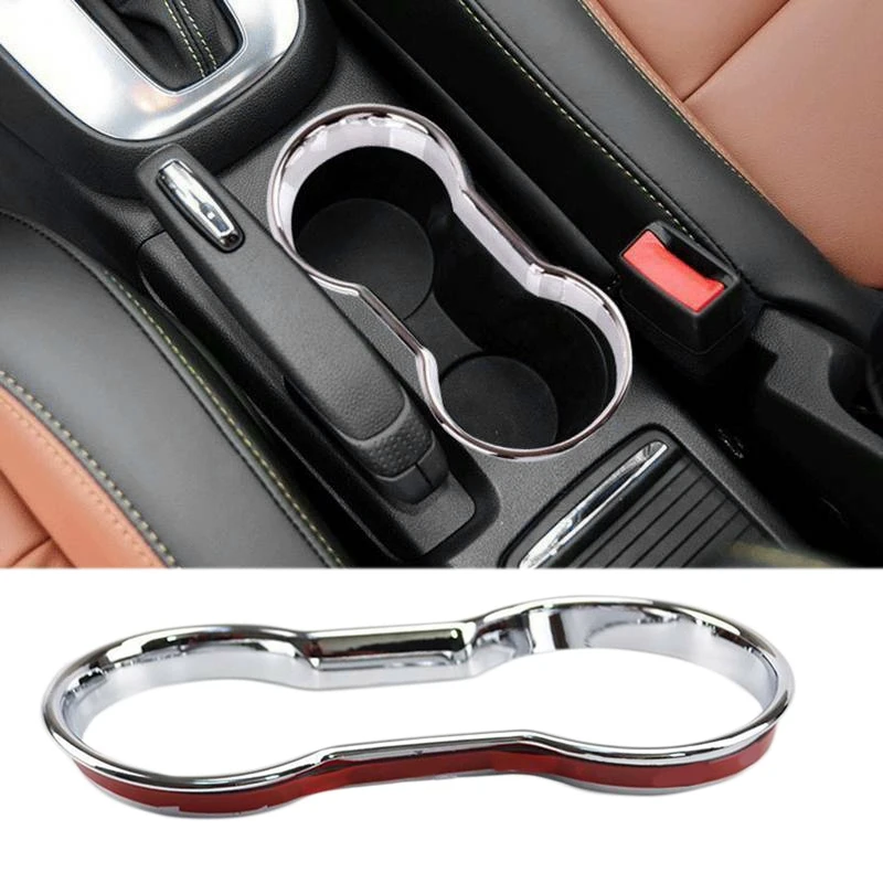 Car Chrome Cup Drink Holder Cover Trim Center Console Panel Frame For Buick Encore Opel Vauxhall Mokka 2012-2018