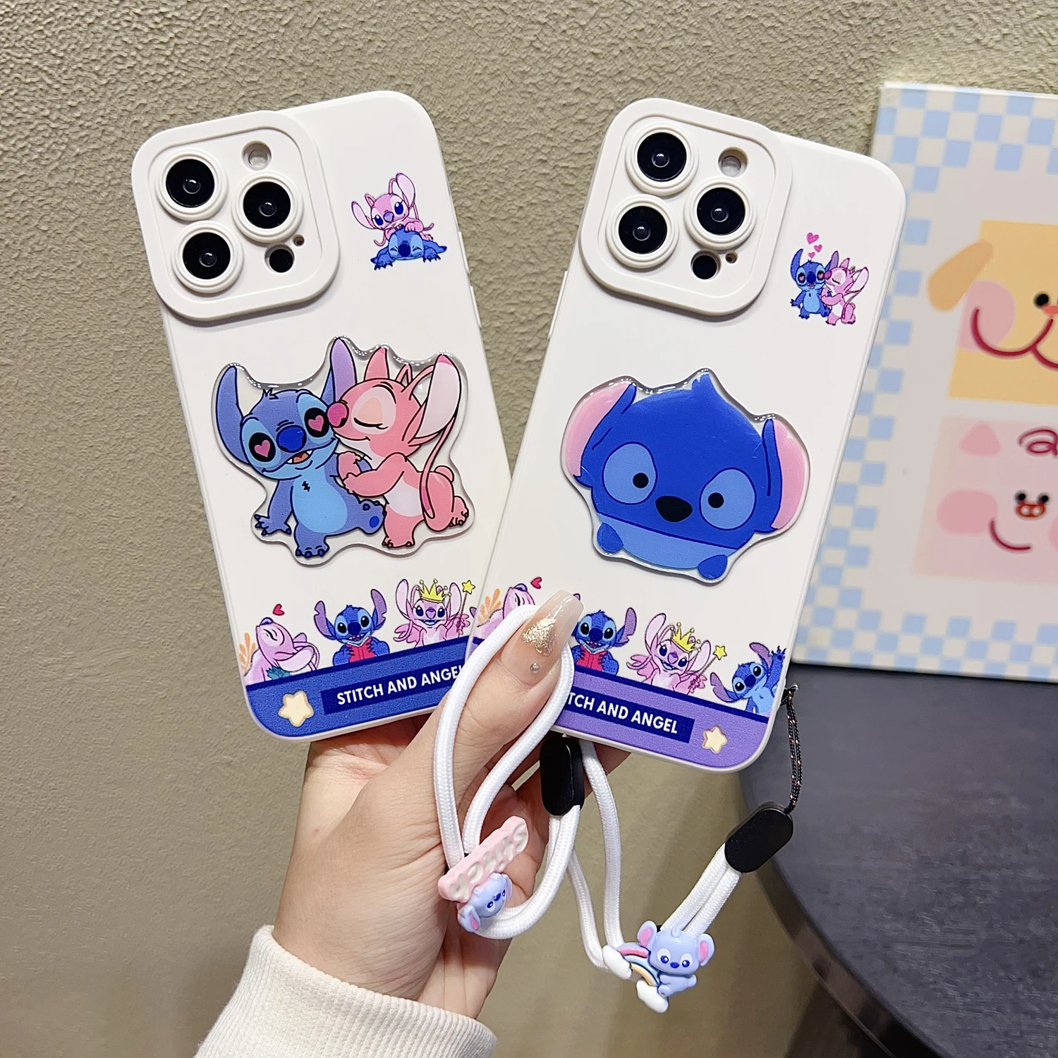 For OPPO A15 94 54 55 53 74 96 57 17 58 78 60 39 Realme C55 53 35 30 21Y 11 33 63 61 67 Acrylic Couple Stitch Case With Rope