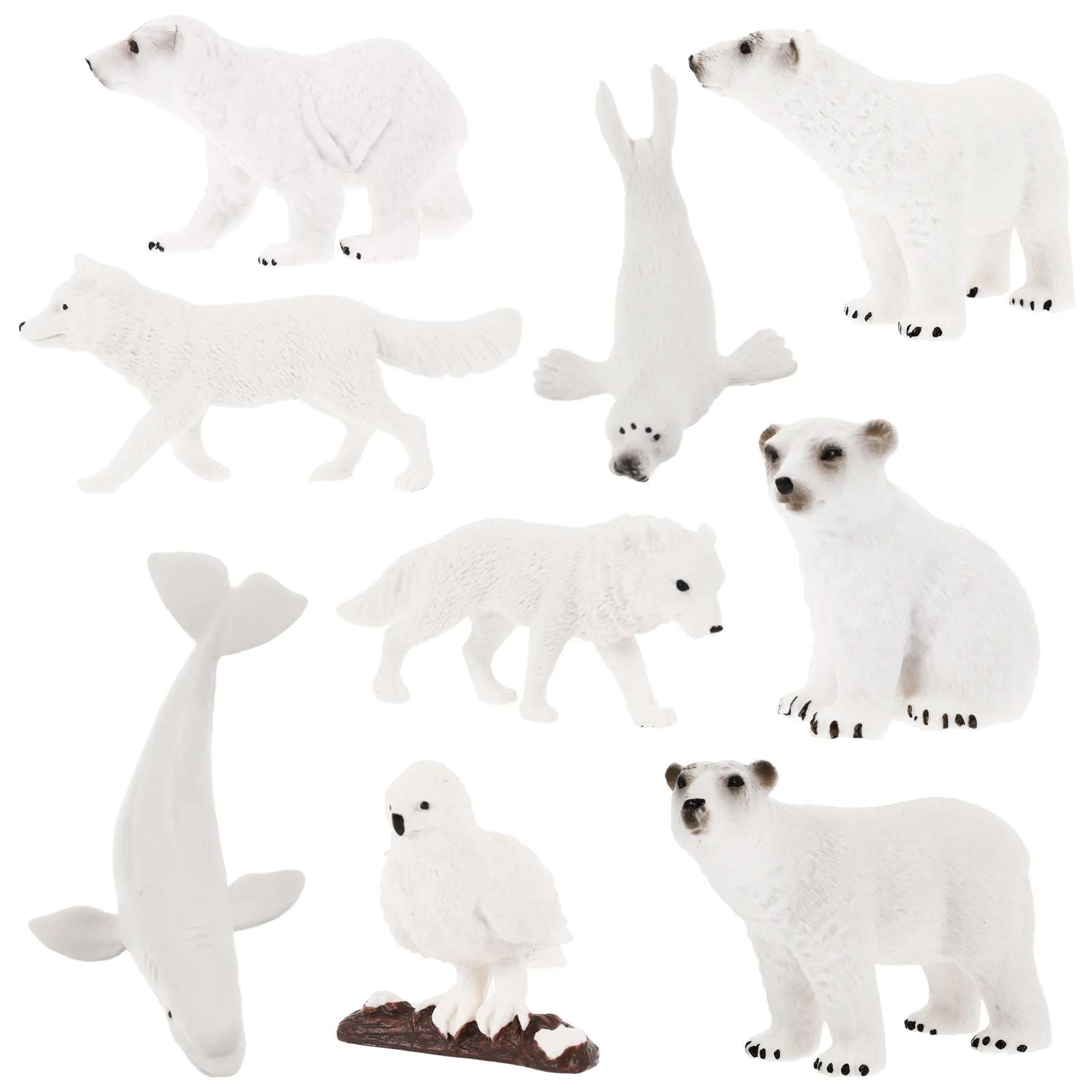 9 Pcs Polar Bear Ornaments Animal Figure Toys Arctic Animals Childrens Figures Sea Creature Statue