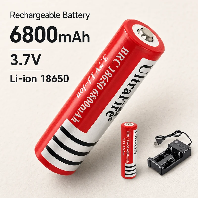 Rechargeable 18650 Lithium Ion Battery 3.7V 6800mAh 2026 Cell For LED Flashlight Torch, Reliable Replacement Power Cell