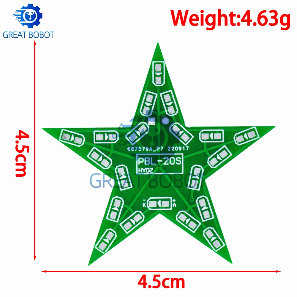 BS  DIY Kit Five-Pointed Star Breathing Light Gradient LED Light for Christmas Students Soldering Training Red Green Blue