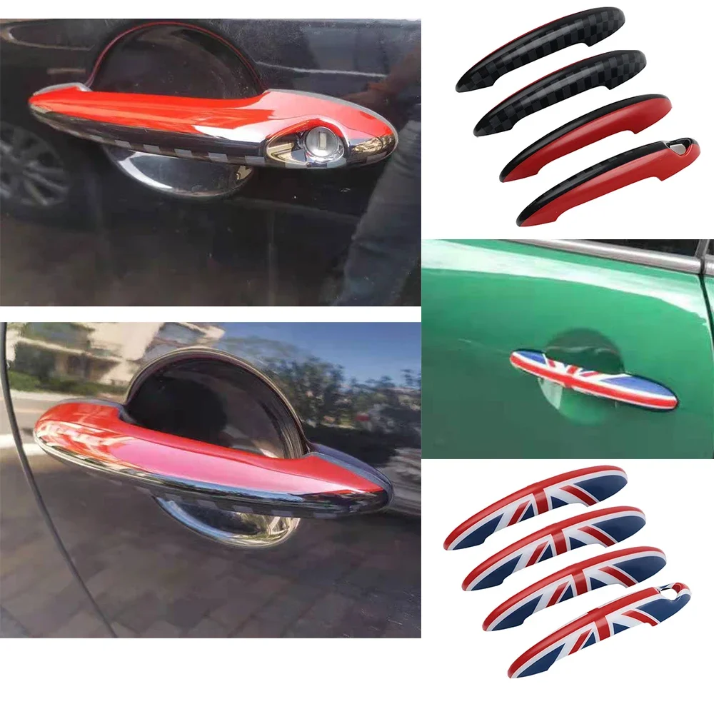 Door Handle Cover For MINI R60 Countryman Cooper S 2011-2016 PC Plastic Protective Case Cars Accessories Red Checker JCW Gold