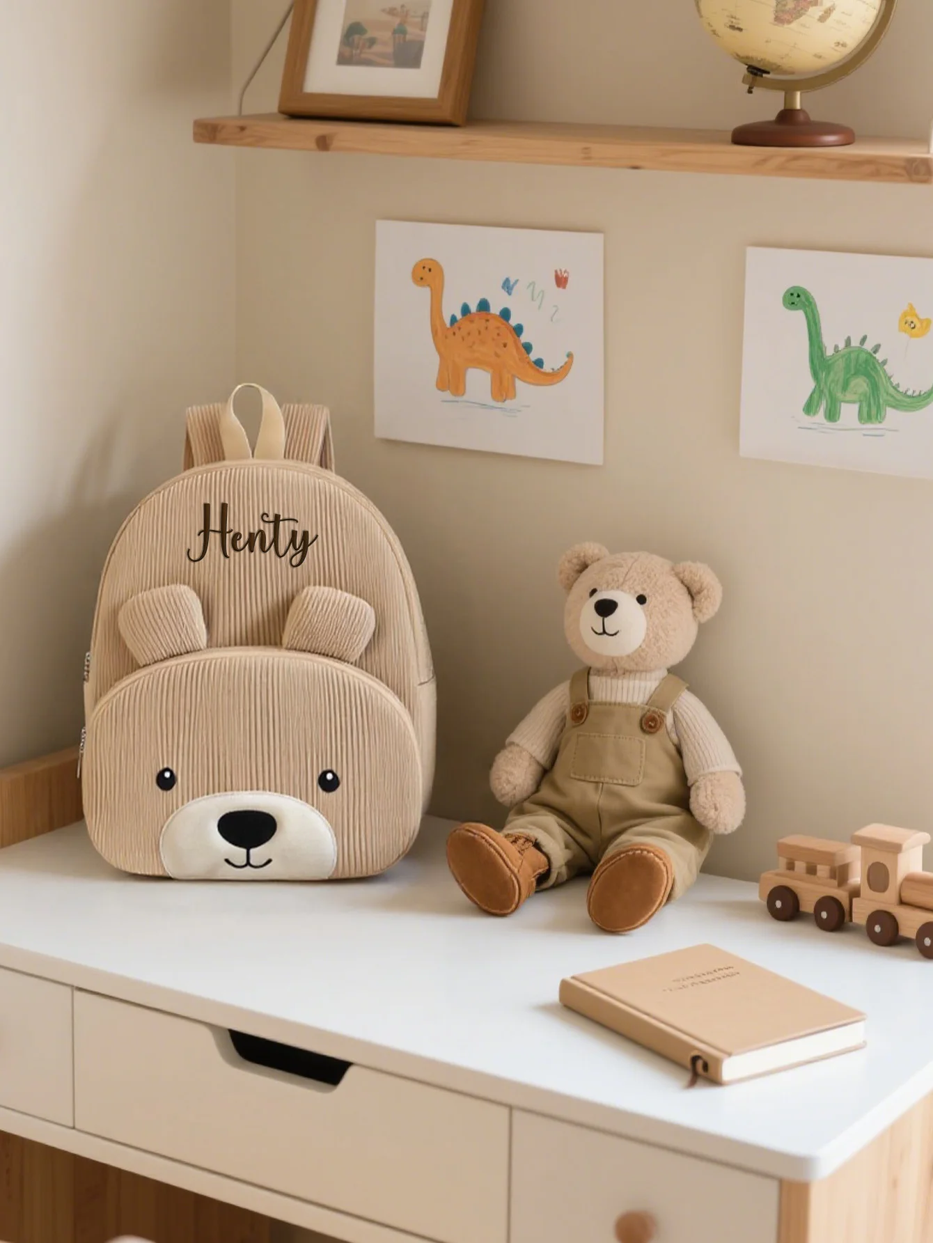 

Custom Embroidered Bear Cartoon Kids' Backpack | Toddler Dual-Shoulder Bag | Perfect Christmas & Winter Gift