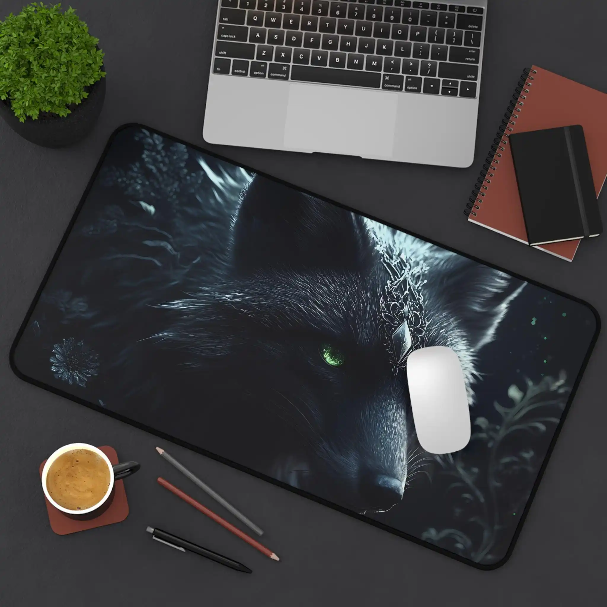 

Mysterious Wolf Pattern Deskmat,cute Office Decorations,home Office Mousepad,computer Accessories,perfect for Animal Lovers Gift