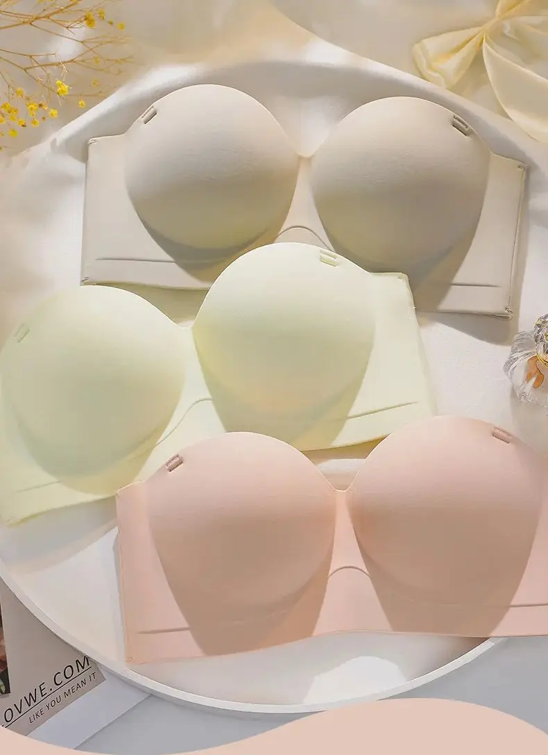 Bra tanpa kawat Solid mulus, pakaian dalam Lingerie wanita menutupi seluruh hari, nyaman bersirkulasi