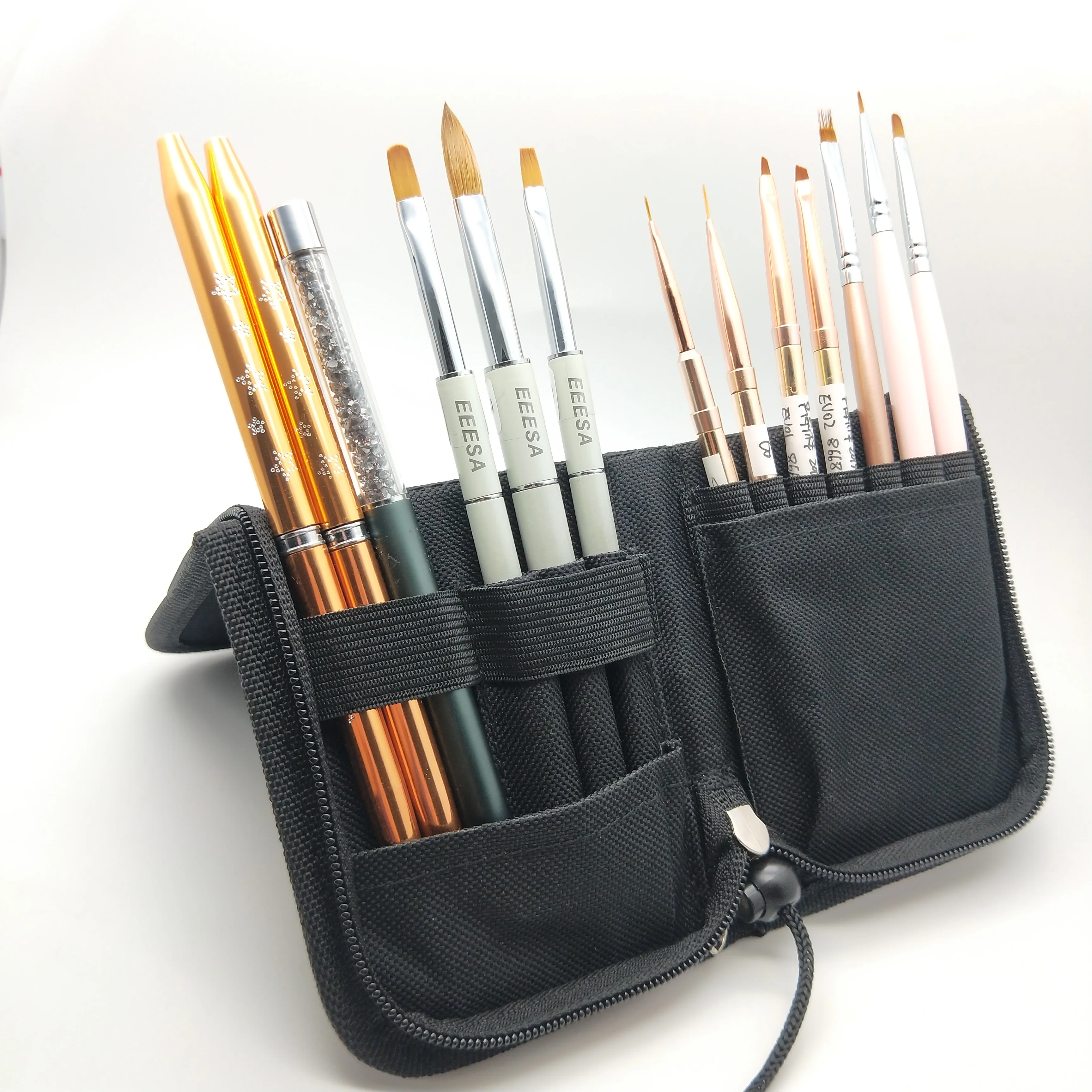 

Nail Brush Makeup Brush Storge Bag Canvas Holder Black Cosmetic Zipper Organizer Organizador De Maquiagem Cosmetiquero Manicura