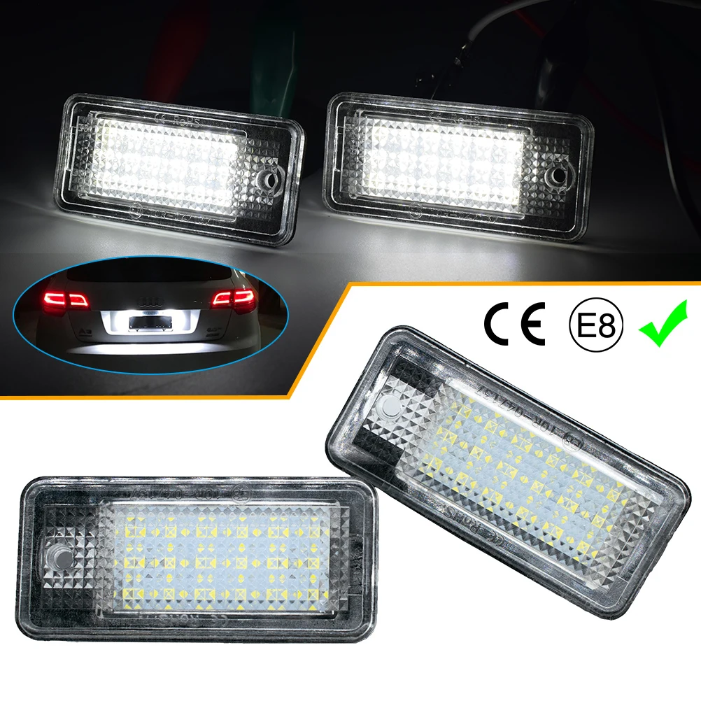 

Rear LED License Plate Light for Audi A3 S3 8P A4 S4 B6 B7 A6 C6 S6 A8 S8 Q7 RS4 RS6 Plus Avant Quattro Auto Lamp Light 2 Pieces