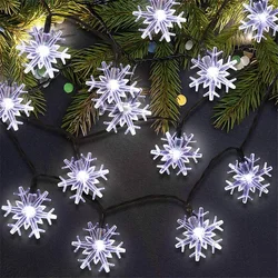Solar Snowflakes Led String Fairy Lights Star Christmas Tree Party Home Outdoor Fairy Holiday Wedding Garland Decoration Lamp