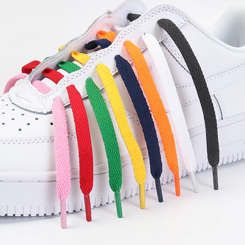 1 Pair New Black White Shoe Laces / AF1 Shoelaces Flat Thicken Weave Craft Off High-top Sneaker Shoelace Accessories 25 Colors