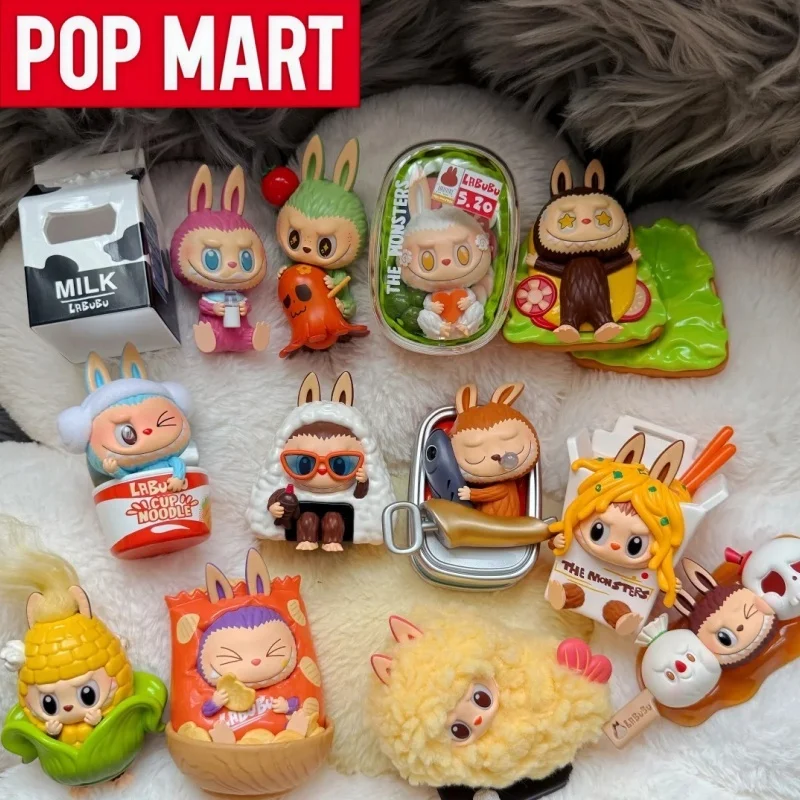 

POP MART натуральная серия Labubu слепая коробка Wacky Mart жареные креветки виниловая кукла подвесная карта аниме фигурка орнамент игрушка подарок на день рождения