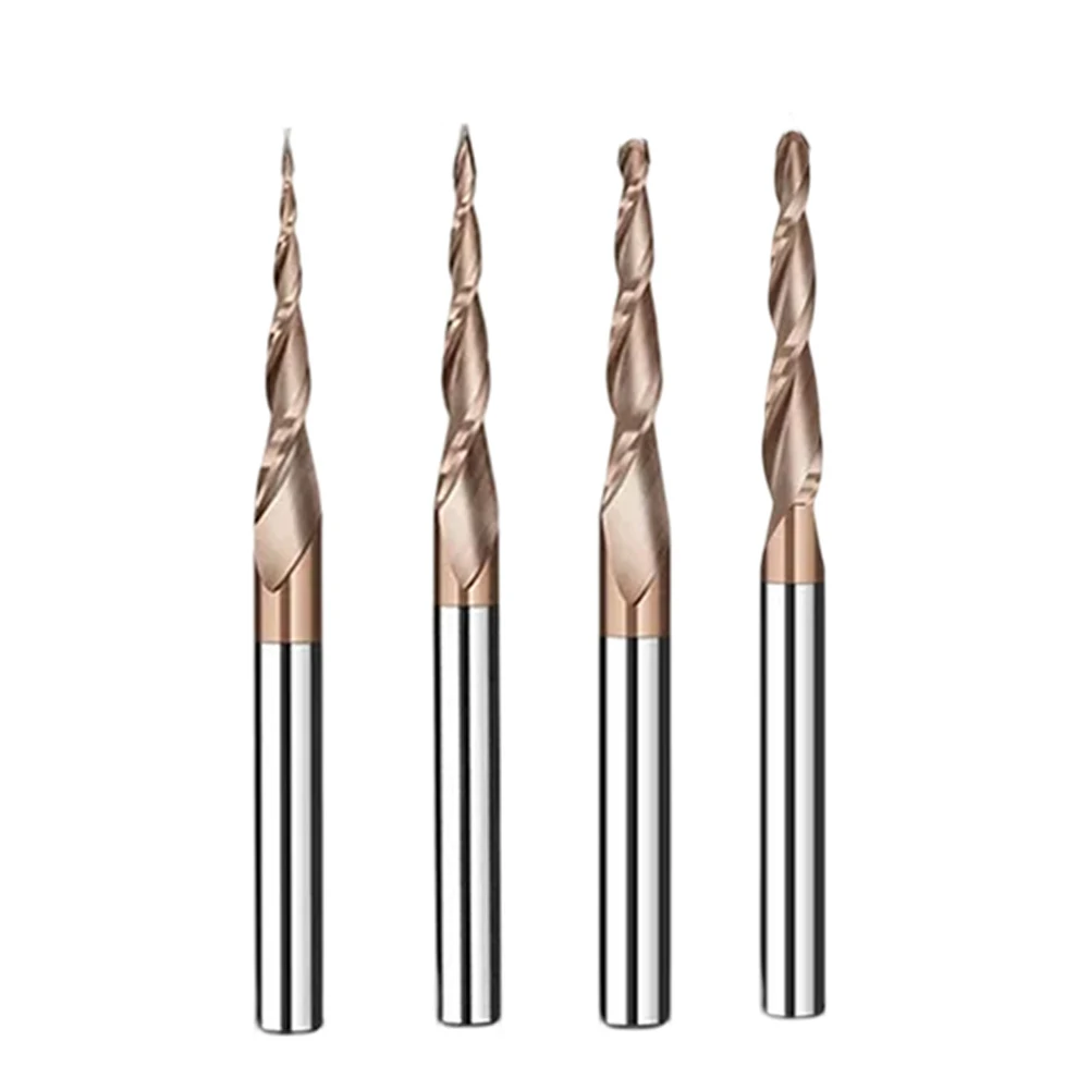 Fresa a punta sferica per intaglio 3D per la lavorazione del legno, gambo da 6,35 mm, 2 flauti, ritenzione dei bordi, resistente al calore, carburo di alta qualità