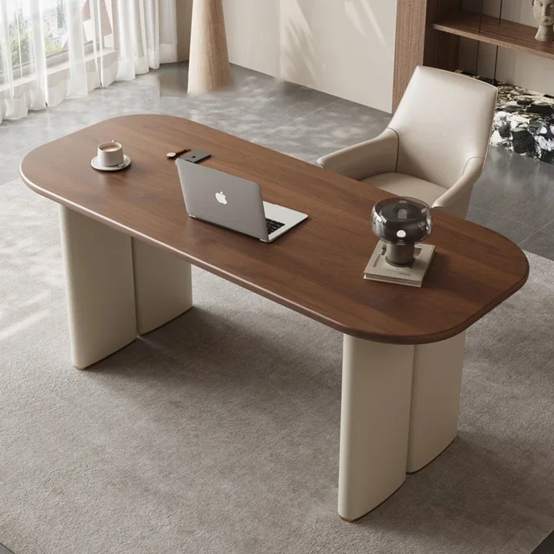 

Saddle Leather Office Desk Home Study Table Luxury Modern Simple Consultation Table Computer Desk Mesa Office Furniture Modern