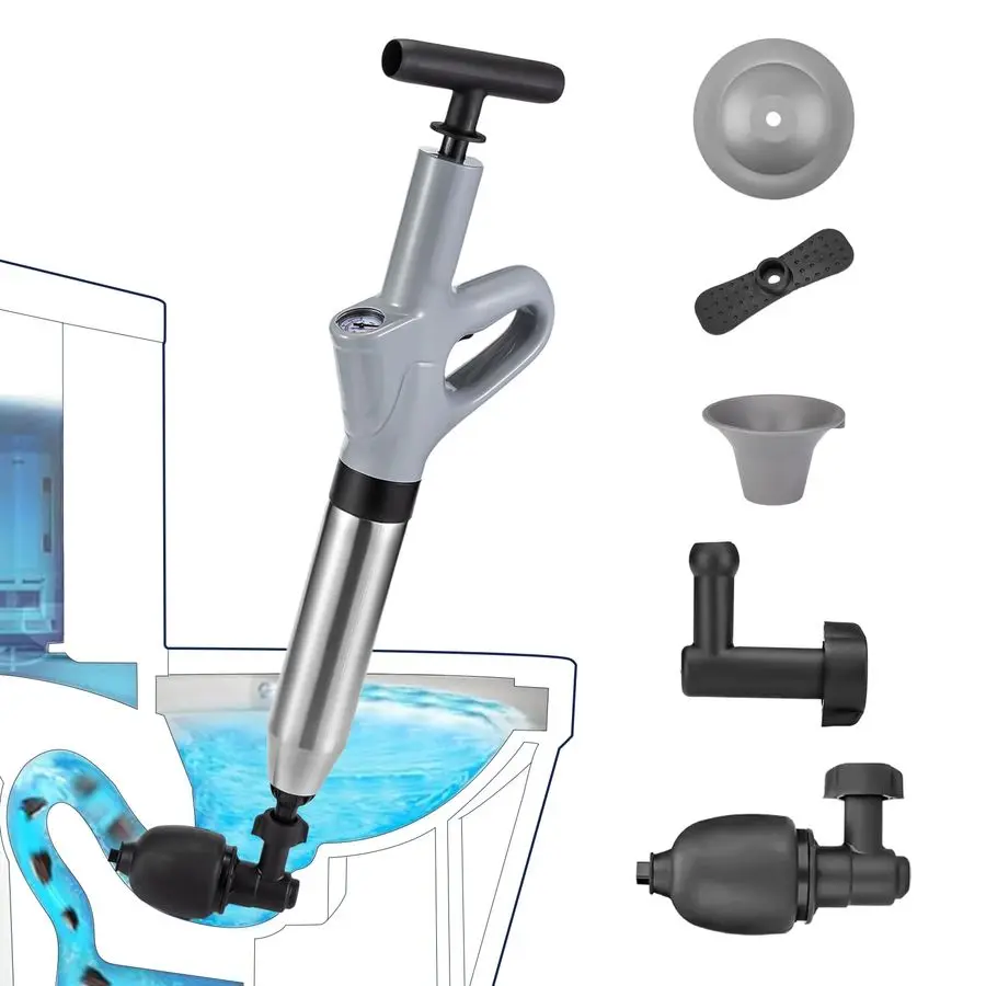 

Plunge Blaster, High Pressure Toilet Plunger, HighPressure Air Drain Blaster Plunge Blaster Multidrain Unclogger for Toilets, Ba