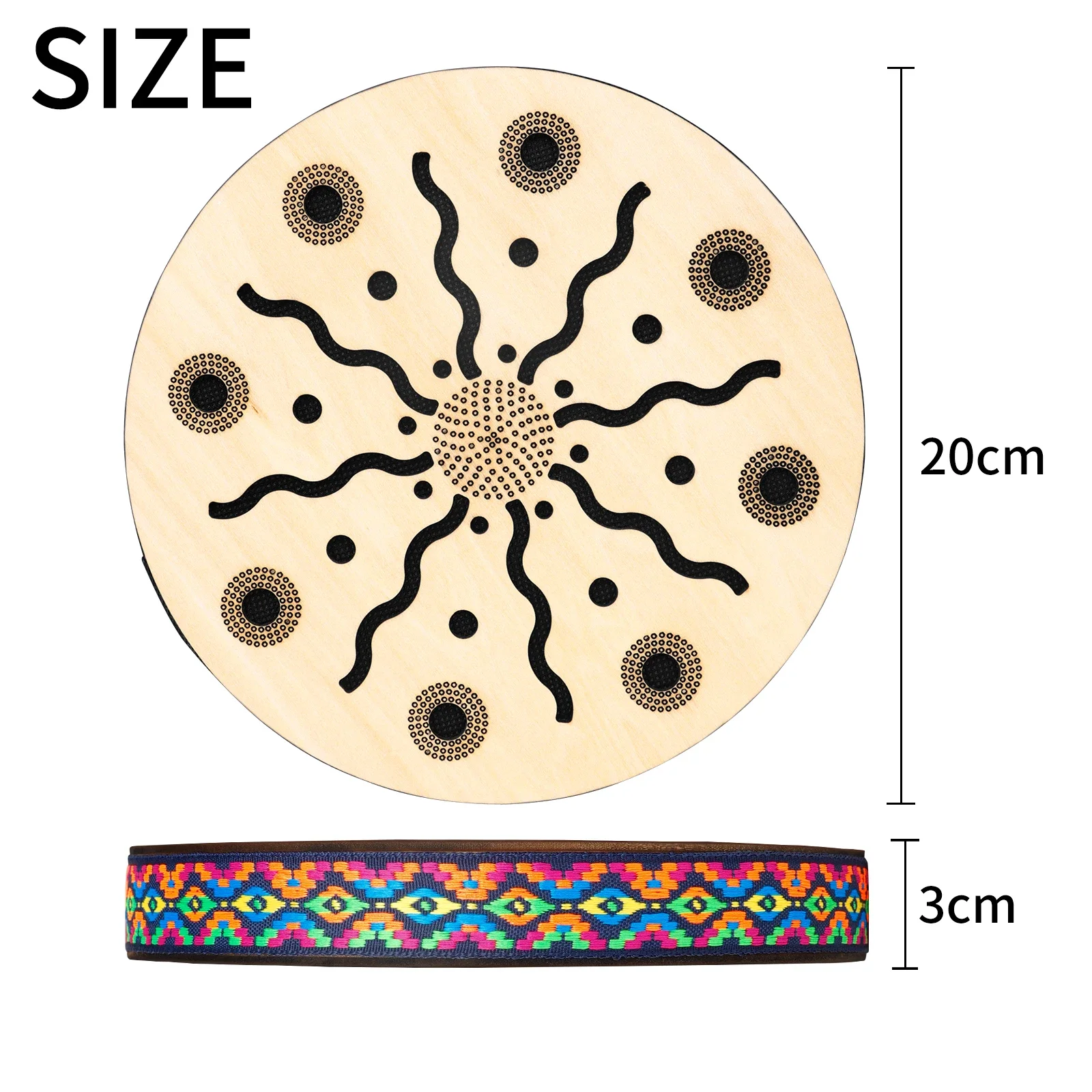 M MBAT 8 inch Stream Drum Sun Pattern Sound Therapy Instrument Imitates Stream Water Sound Drum Orff Early Education Instrument