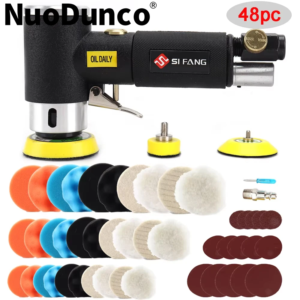 48pcs Orbital Air Sander Kit 1"/2"/3" Mini Random Orbital Air Sander For Car Polishing High Speed Air Powered Sanding Polisher