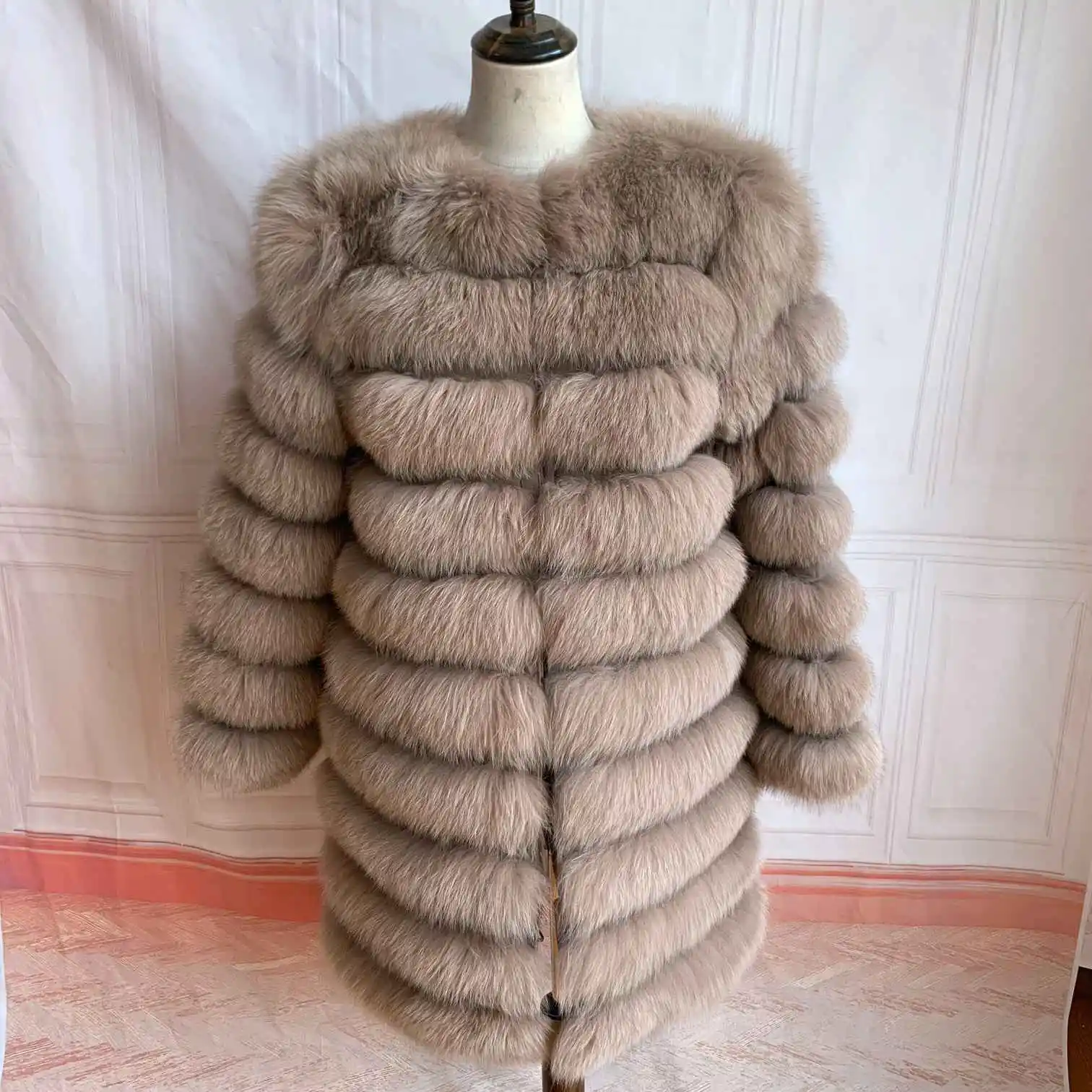 NEW 4in1 Real Fox Fur Long Coat Winter Coat for Women Jackets Vest Winter Outerwear Women Fox Fur Coat High Quality Fur Clothes