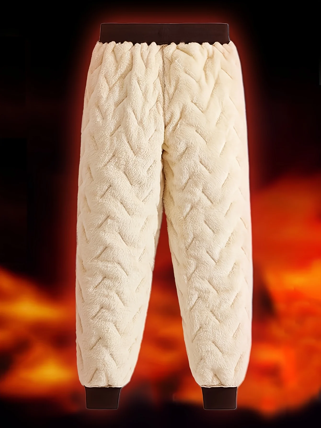 Herren- und Damen-Winter-Fleece-Freizeithosen mit Reißverschlusstaschen für bequeme Passform, Baumwollhosen, winddichte Hosen – Detail 2
