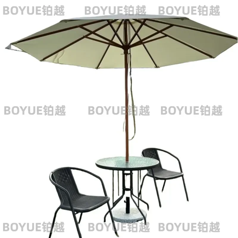 Large Outdoor Patio Umbrella with Center Pole Sunshade for Beach Garden Terrace Commercial Stall Advertising Canopy Windproof