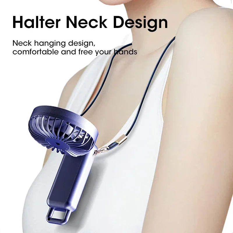 

Портативный мини-ручной вентилятор, перезаряжаемый через USB 5-скоростной карманный вентилятор с крючком, супер тихий охлаждающий вентилятор