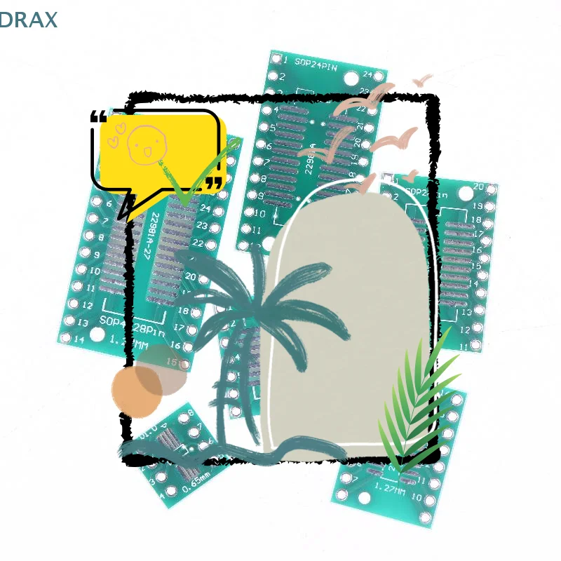 

30/35Pcs SOP24 SOP8 SOP14 SOP16 SOP20 SOP28 SMD Turn To DIP Adapter Converter Plate SOP 8 14 16 20 24 28 PCB Board Kit