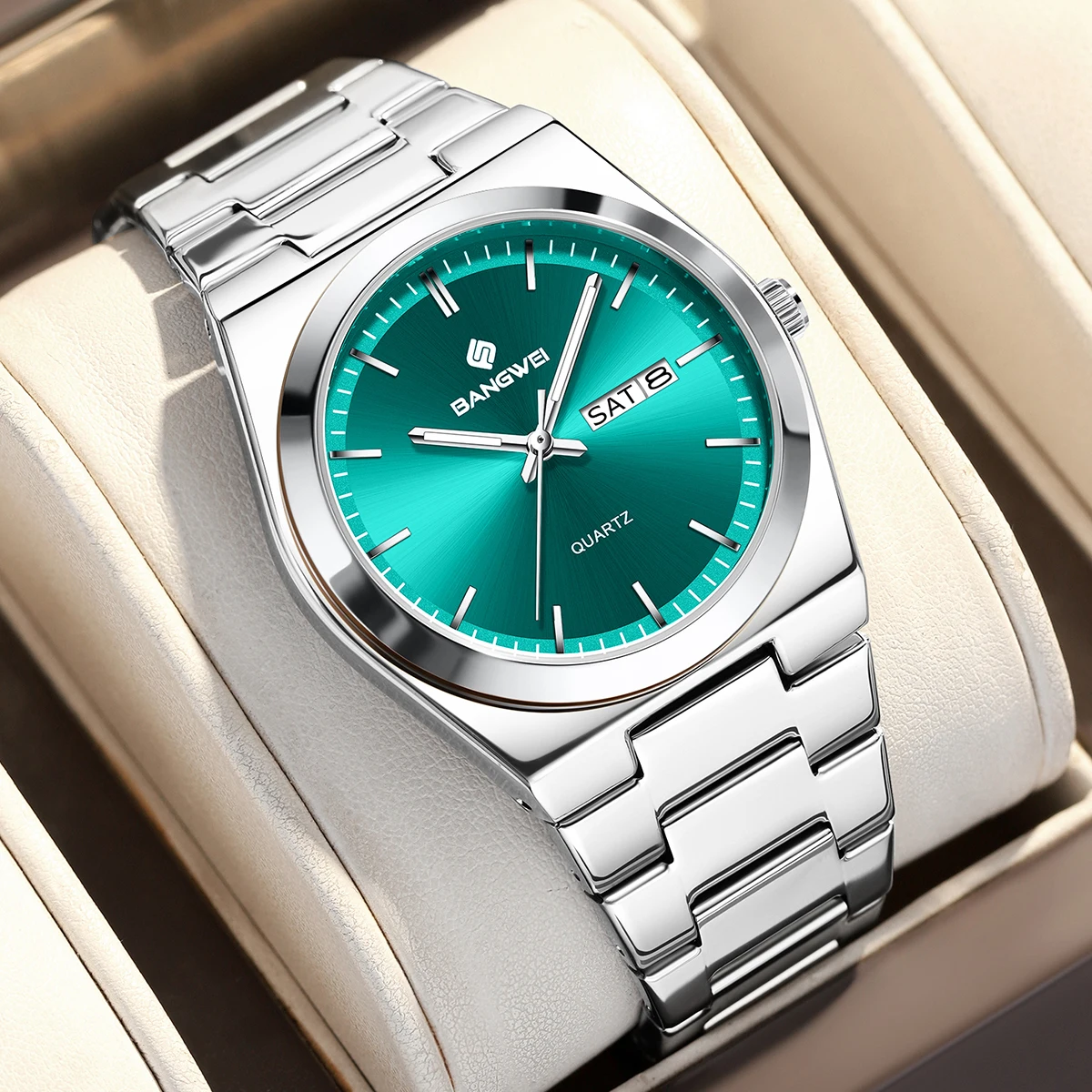 

Бренд LIGE BANGWEI, классические роскошные кварцевые мужские часы, модные простые водонепроницаемые часы из нержавеющей стали со светящимися датой недели для мужчин