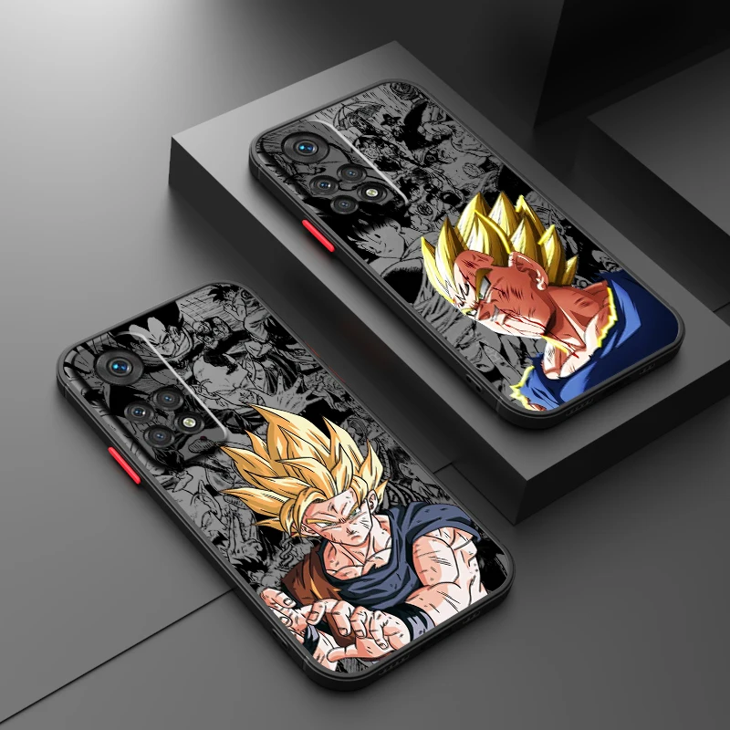 Capa de Telefone Translúcido Fosco, Anime D-Dragon Ball, Son Goku, Redmi Note 13, 12, 12S, 12T, 11, 11T, 11E, 10, 10S, 9 Pro Plus, 5G