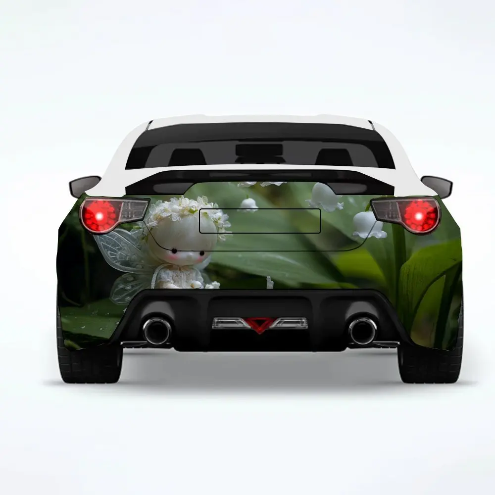 

Lily of the Valley & Fairy Car Sticker-Vinyl Decal for Car Rear, Waterproof Self-Adhesive Vinyl Stickers for Vehicle Tail & Bump
