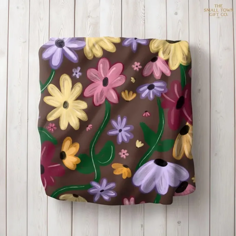 Floral Piano Surprise Song Throw Blanket Whimsical Musical Art Decorative Blanket for Bed Sofa Couch Teen Gift