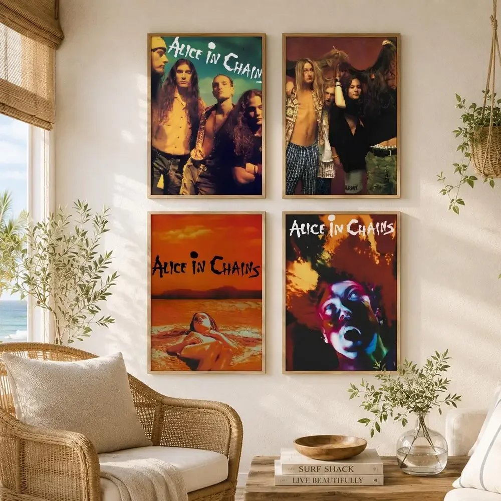 Band A-Alice In Chains Painting Calligraphy High-Quality Canvas Wall Mural Crease-Free For Living Room Bedroom Interiors