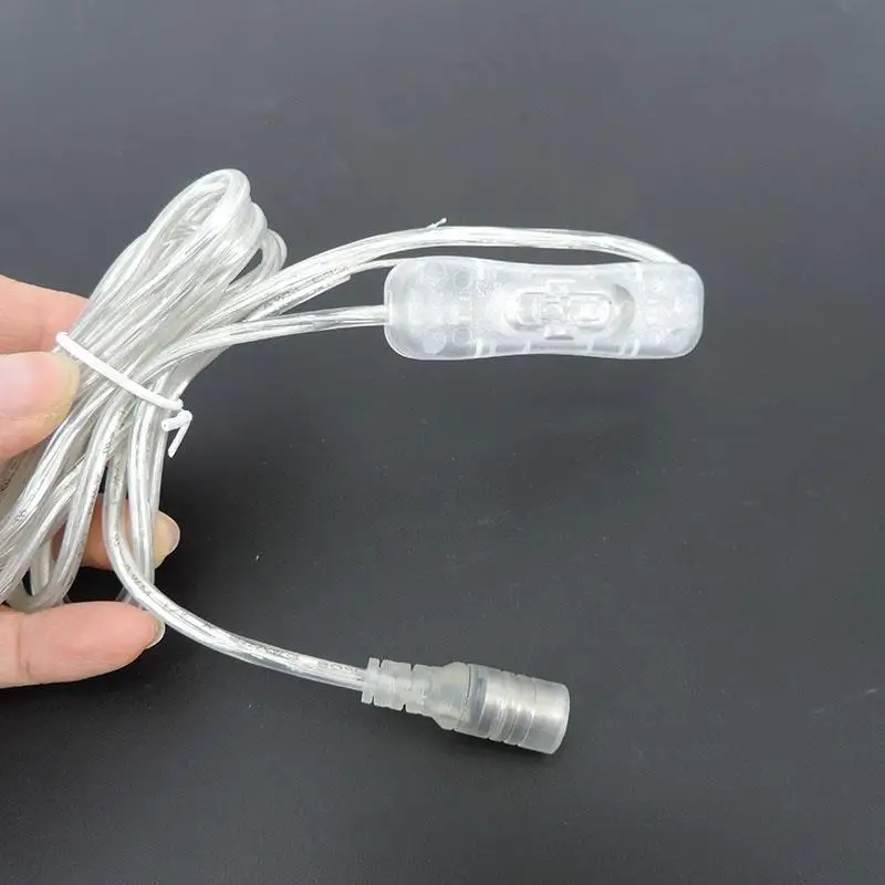 2pin 22AWG transparent DC Female 12V 5V 5.5x2.1mm Power adapter extend Cable led Light Switch button connector neon lamp V27