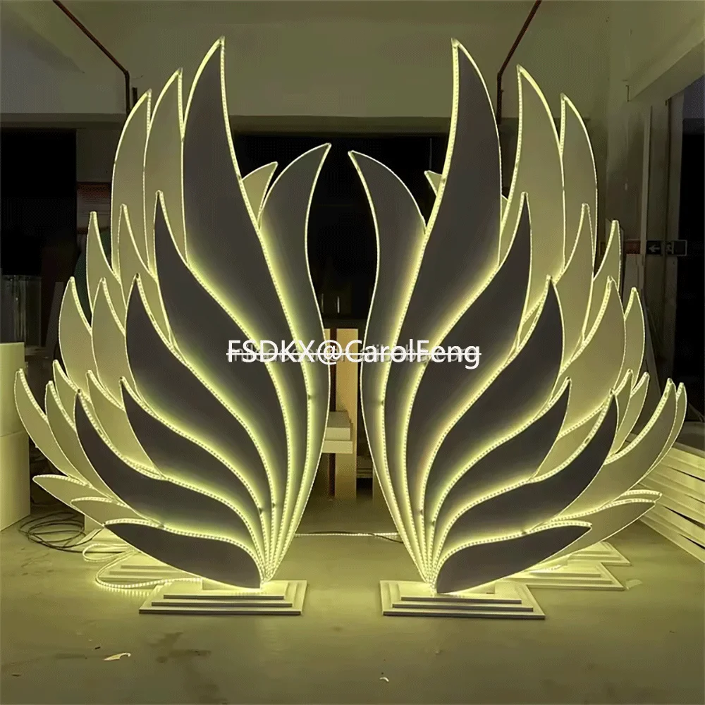 Beautiful Wedding Decoration Backgrounds With Led Light Angel Wing